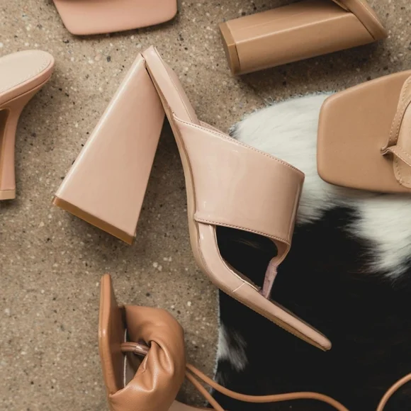 Shoes The Zendaya Nude Thong Block Heel Poshmark